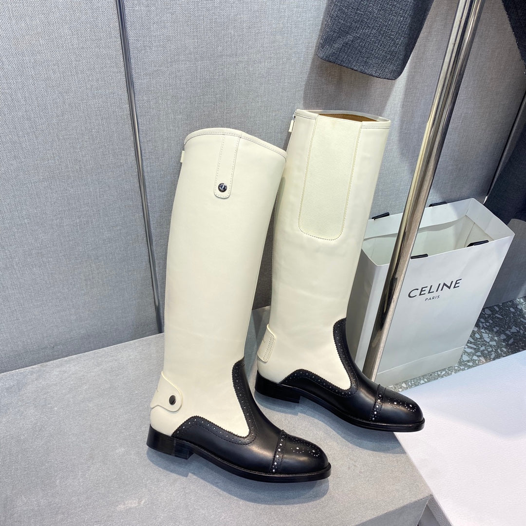 迪D家-2022秋冬新品 騎士靴 白色