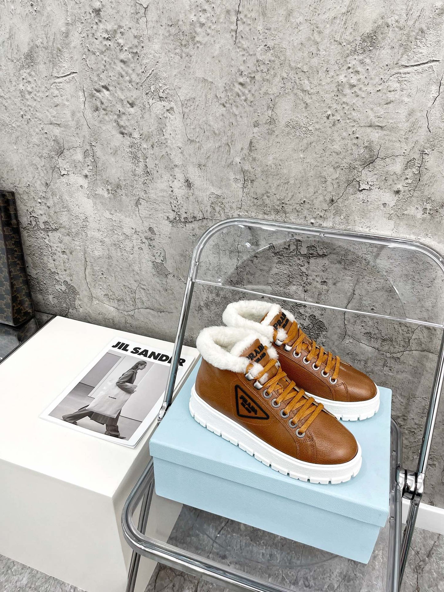 Prada鞋-Prada 皮面 厚底 休閒鞋