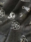 Chanel 羊絨銀線印花長巾