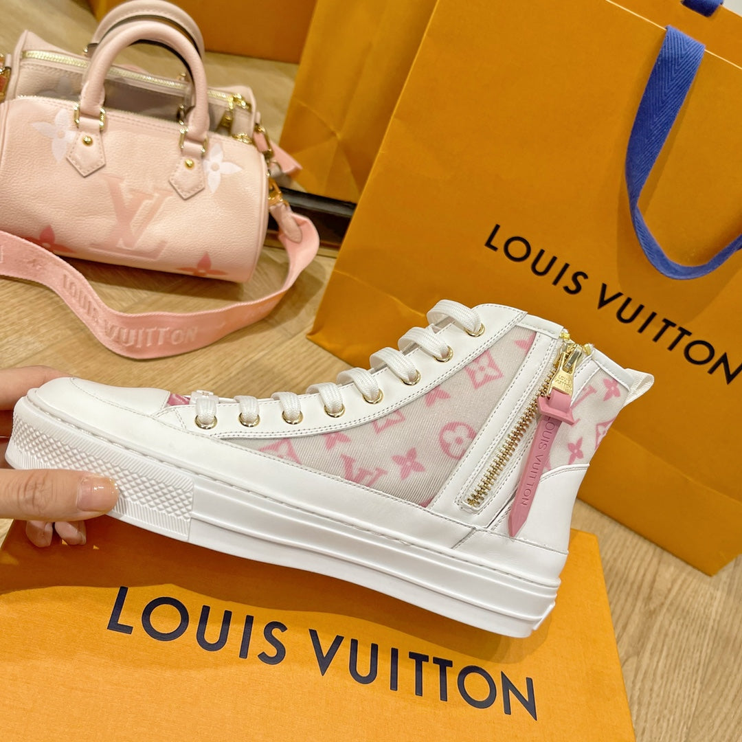 LV鞋-LV Charlie 2022春 高筒 粉色