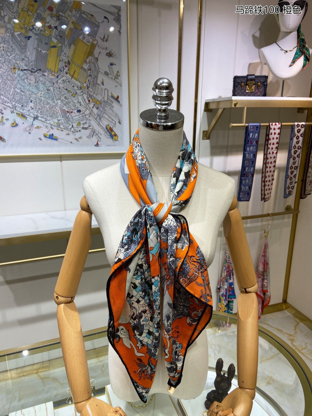 小愛款-馬蹄鐵羊絨方形圍巾 100*100cm 70%羊絨+30%真絲