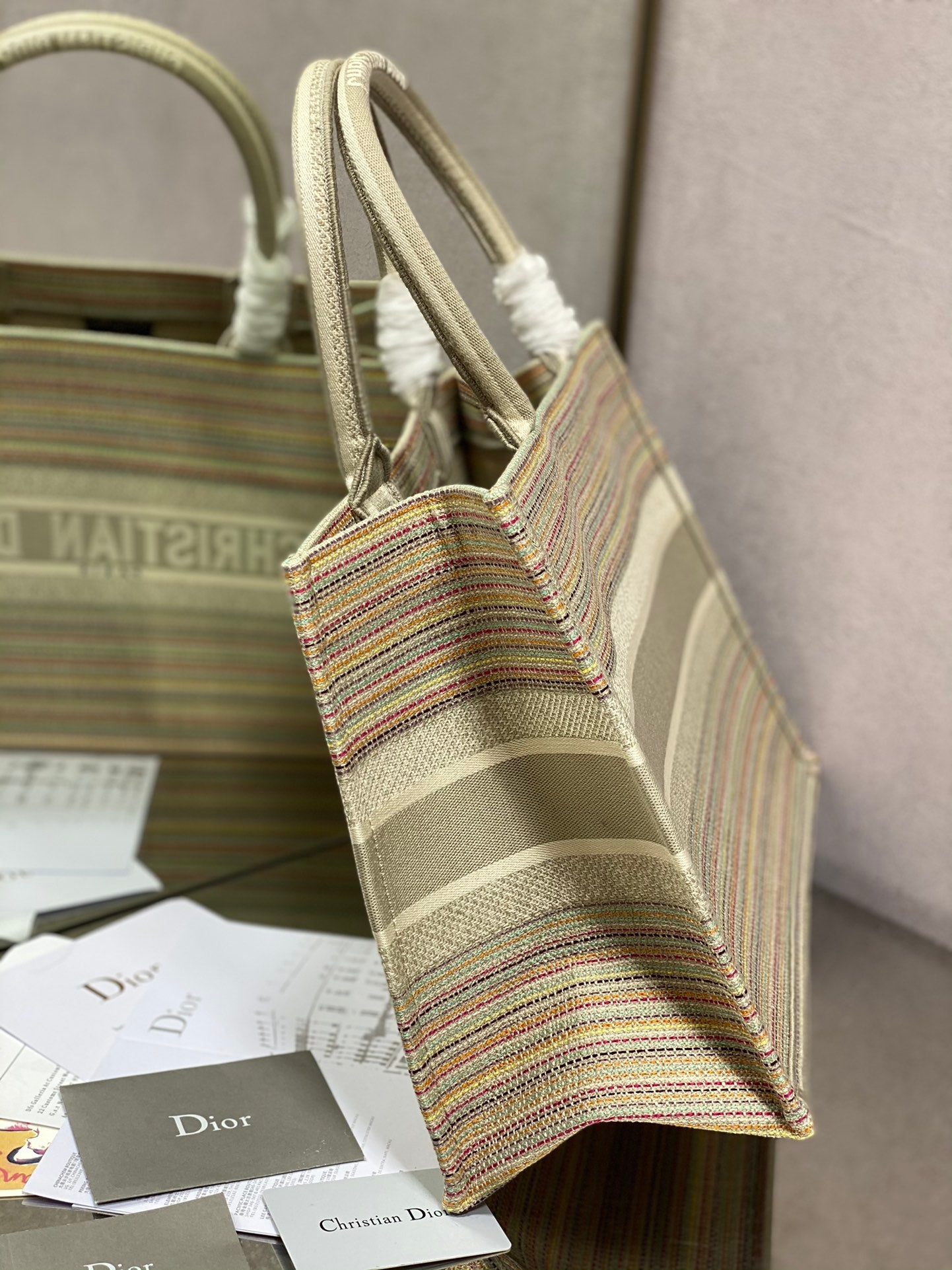 Dior Book Tote-小號36.5cm-金絲條紋