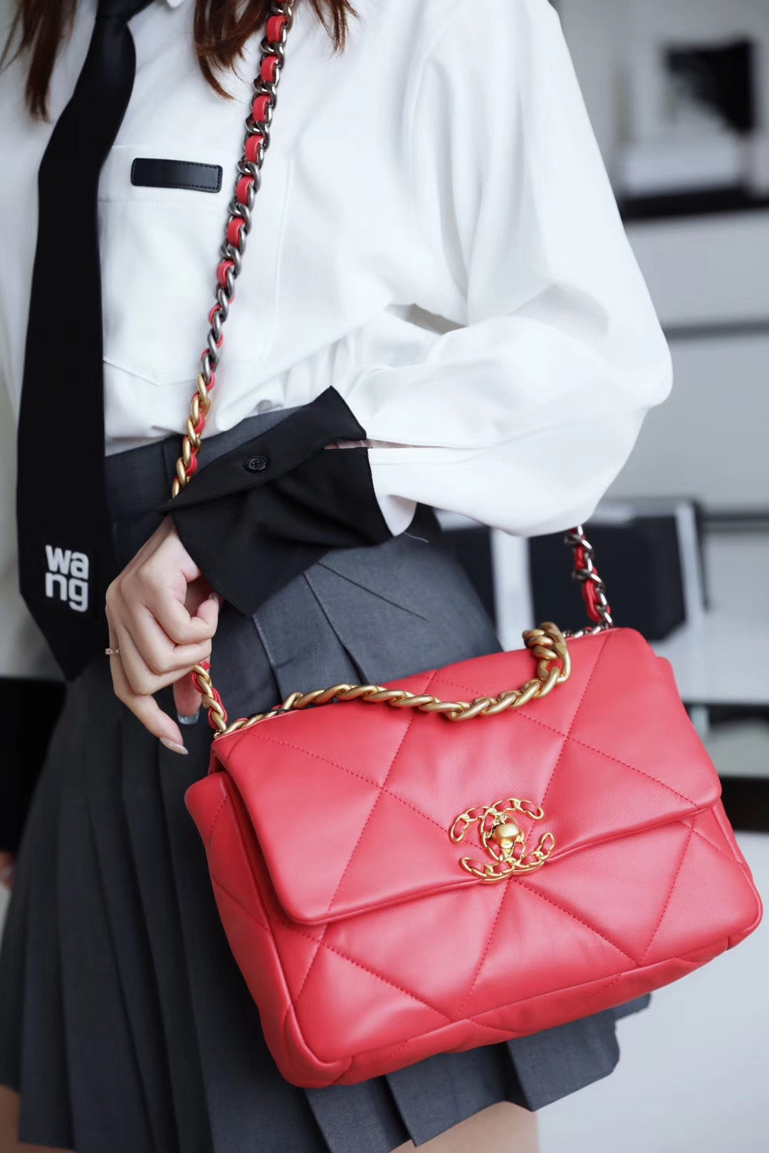 Chanel 19Bag-小號珊瑚紅