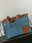 羅L威-Cushion tote 小牛皮 牛仔色