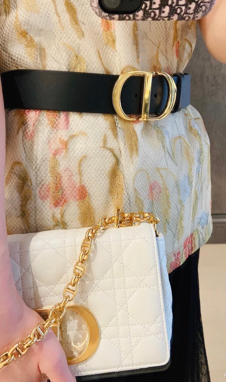 Dior Caro 大號28cm-白色小牛皮