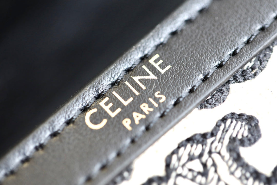 Celine 小號TRIOMPHE刺繡織物錢包-黑色