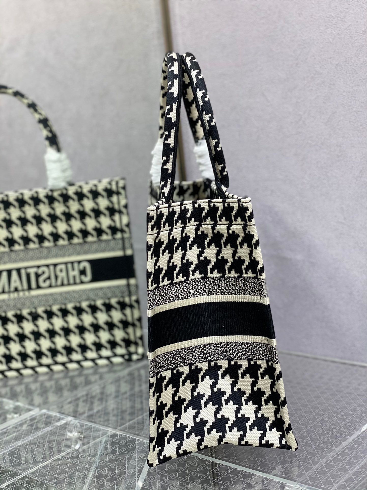 Dior Book Tote-小號36.5cm-黑色千鳥格