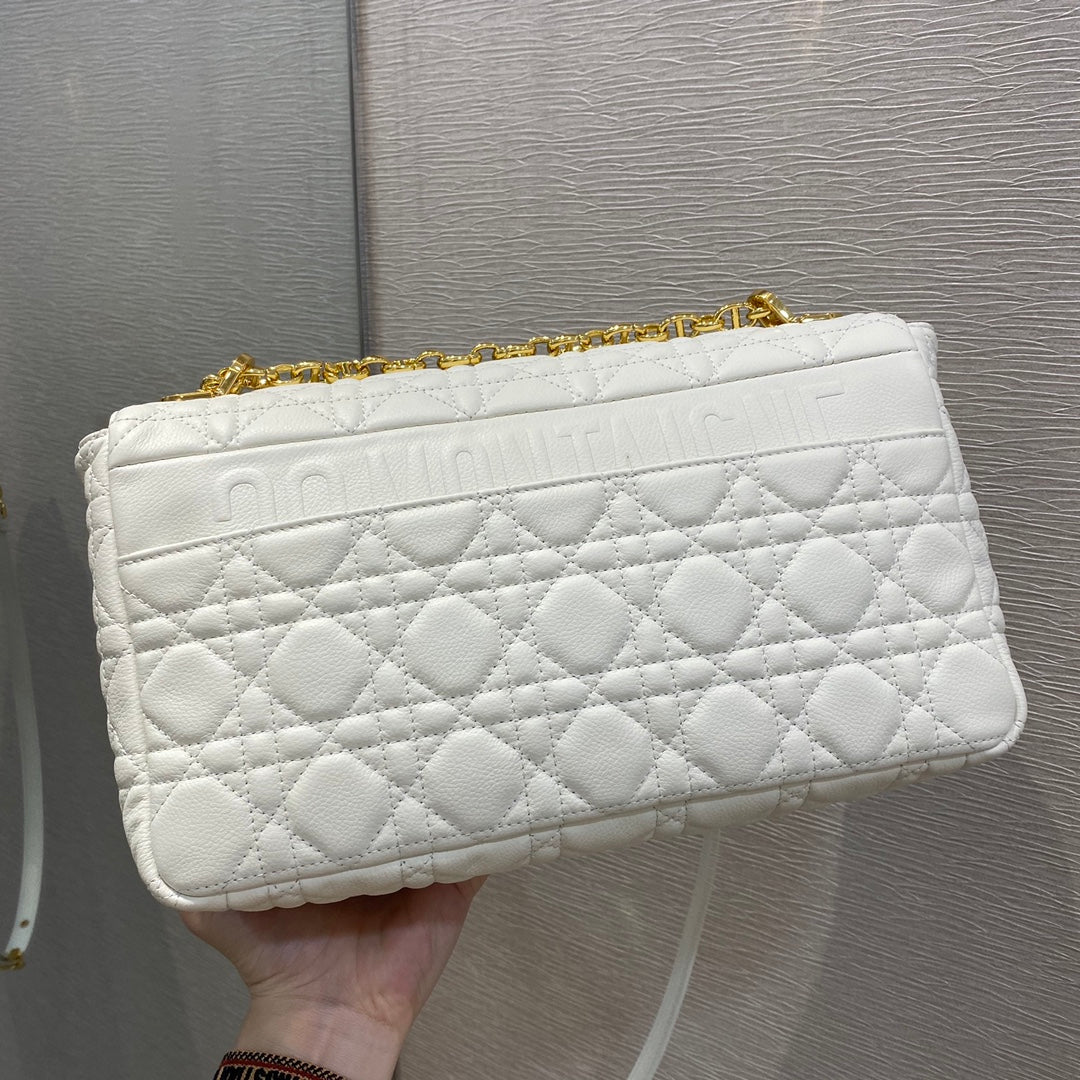 Dior Caro 大號28cm-白色小牛皮