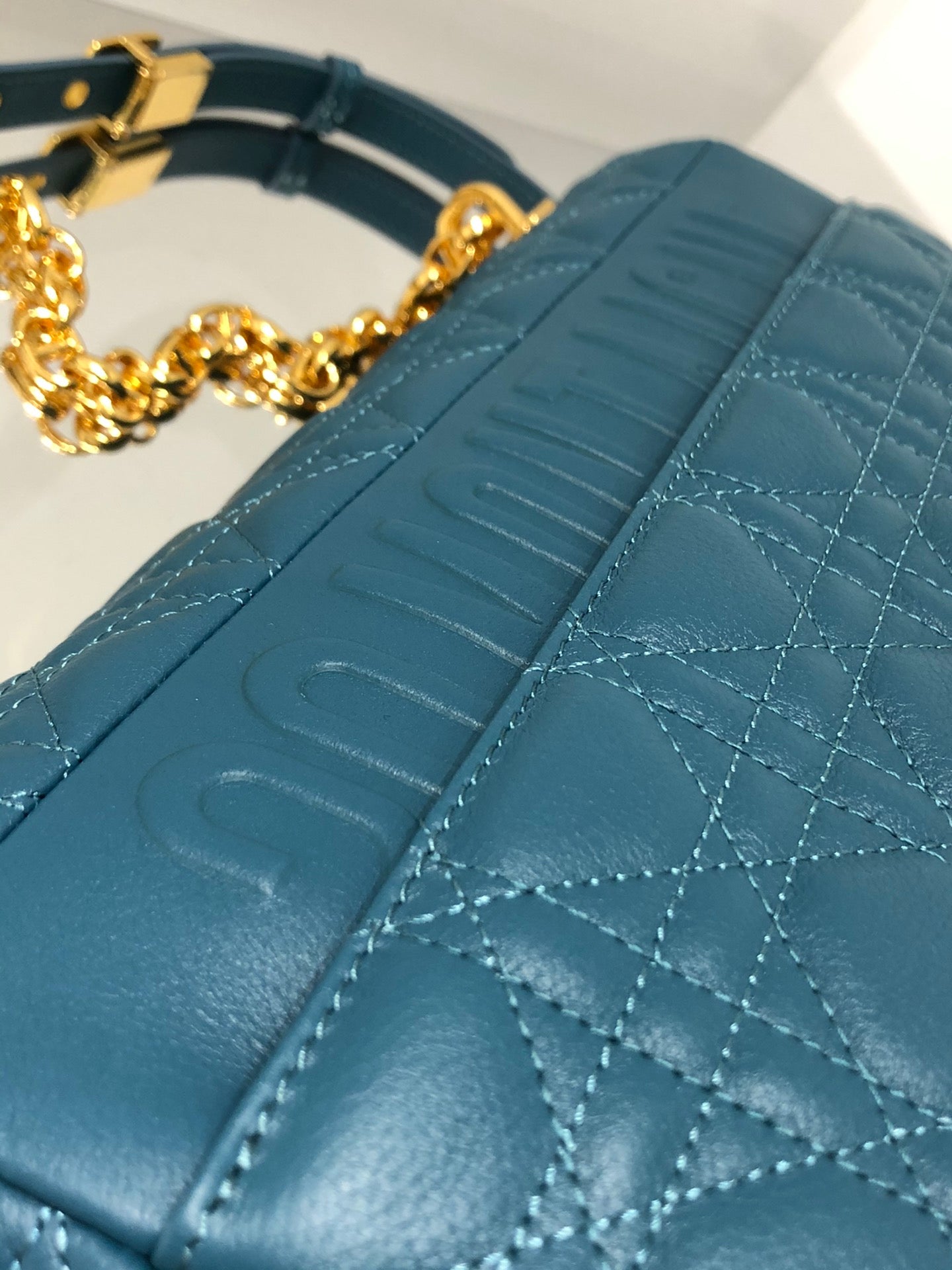 Dior Caro 大號28cm-深海藍小牛皮