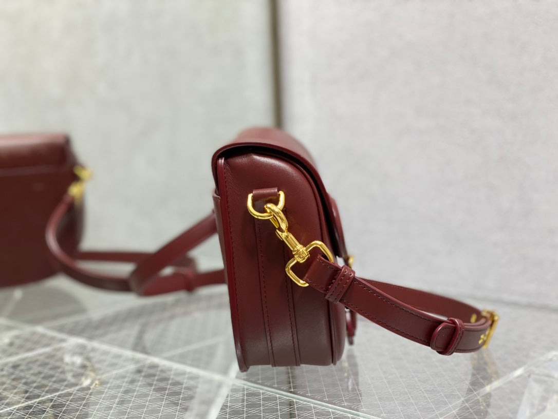 Dior Bobby-中號22cm-酒紅色牛皮