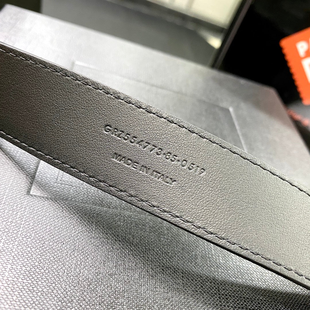 聖Y羅-黑色磨砂牛皮帶-3.0cm