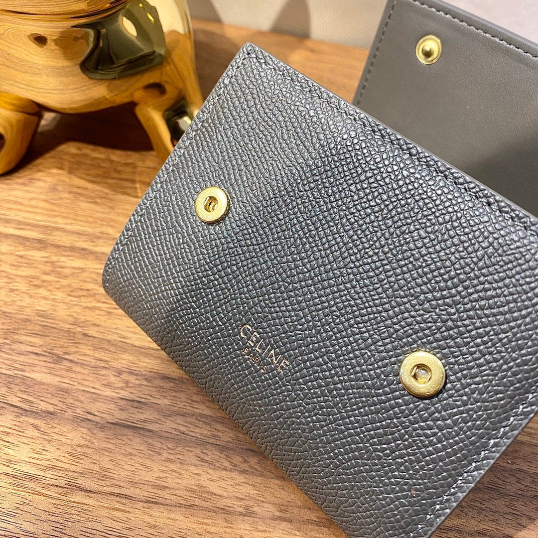 Celine STRAP 小號粒面三折短夾