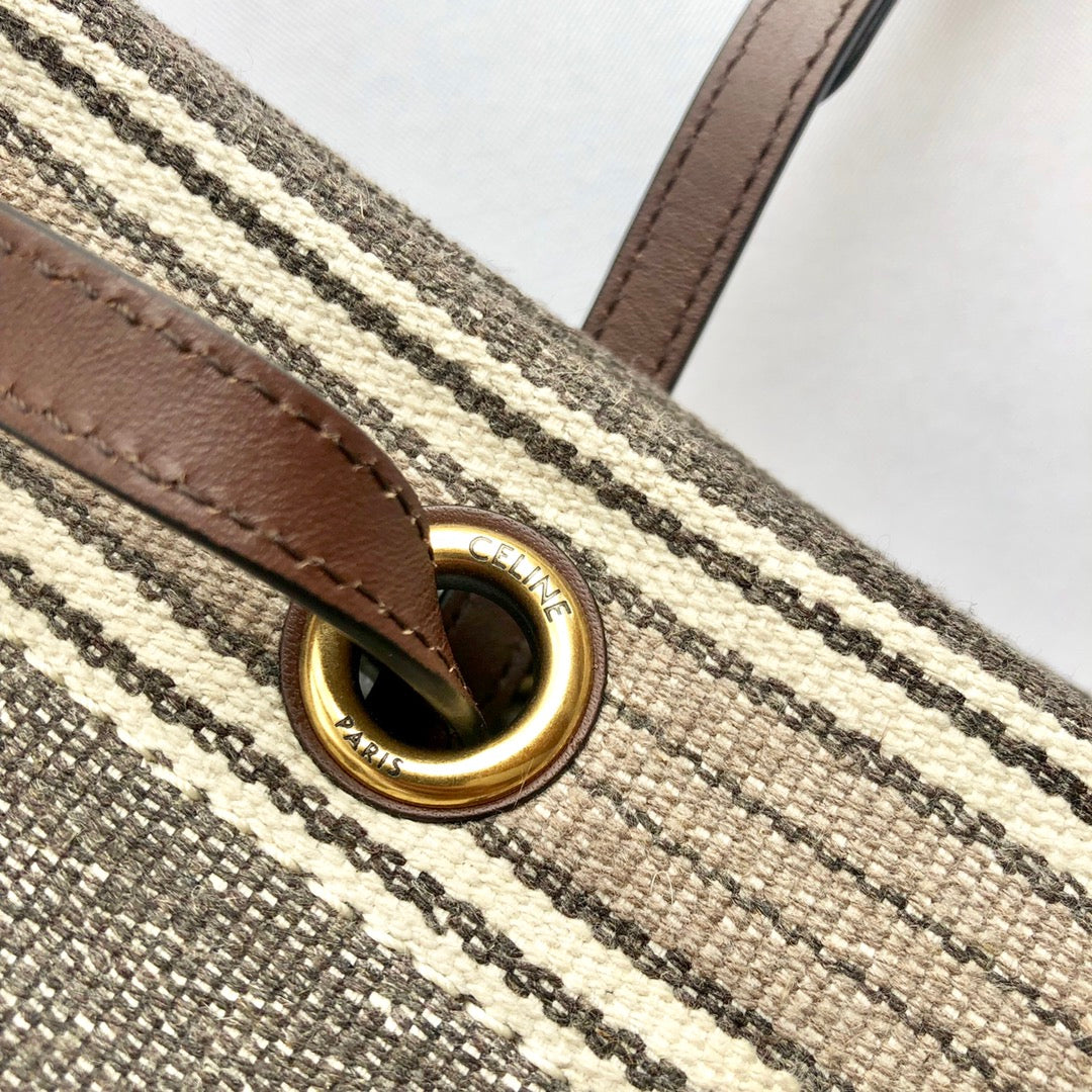 Celine 條紋提花和小牛皮正方形手袋