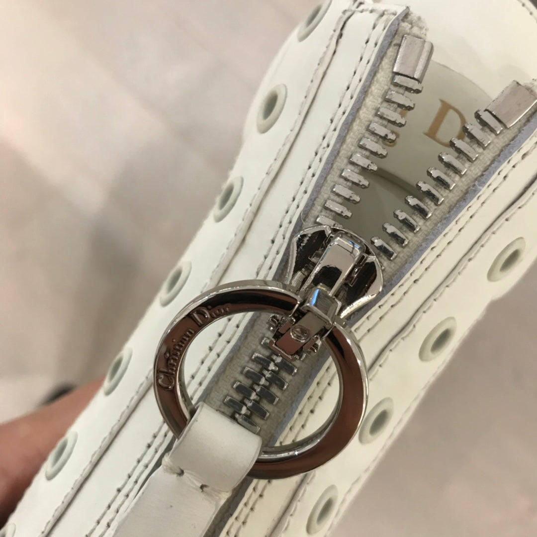 迪D家-前拉鍊款 長筒皮靴 白