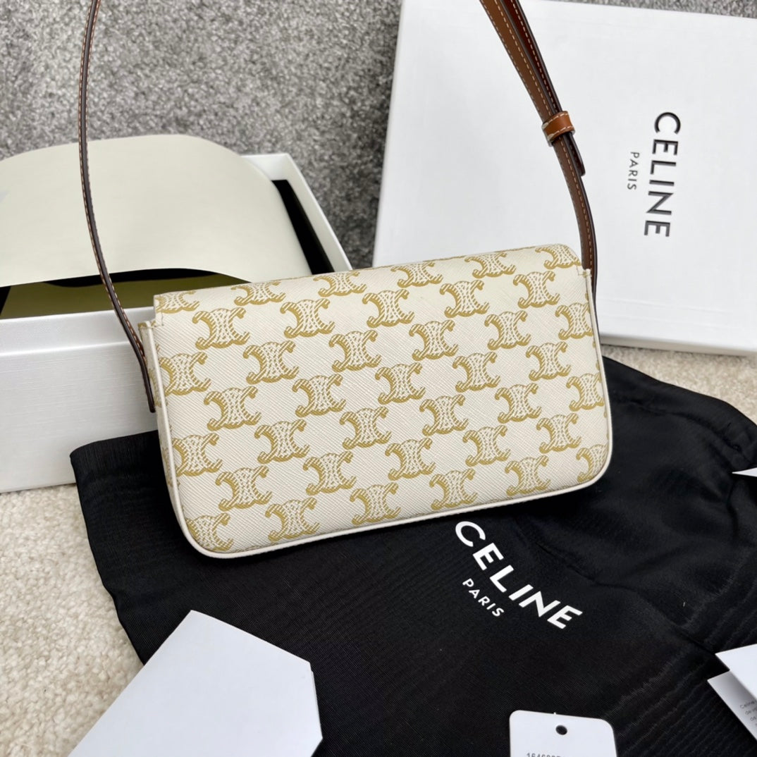 Celine TRIOMPHE 標誌印花牛皮革背包 腋下包