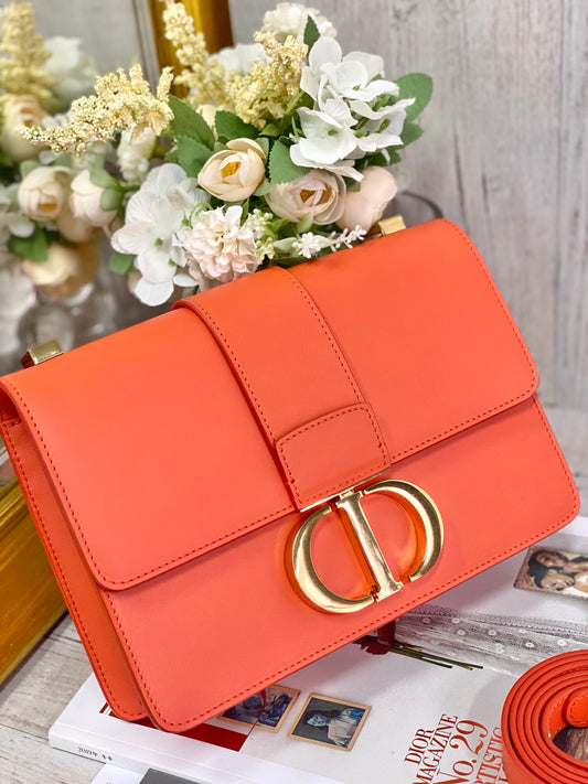 Dior 蒙田 30 Montaigne系列-24cm-牛皮平紋-橙色