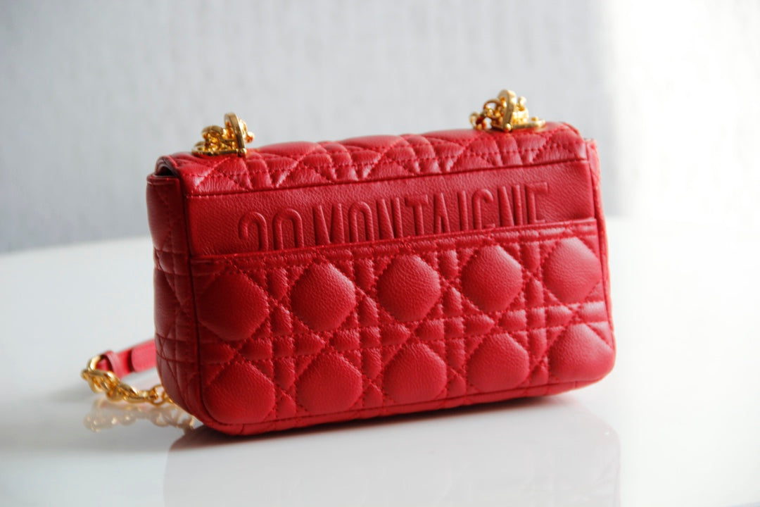 Dior Caro 小號20cm-紅色小牛皮