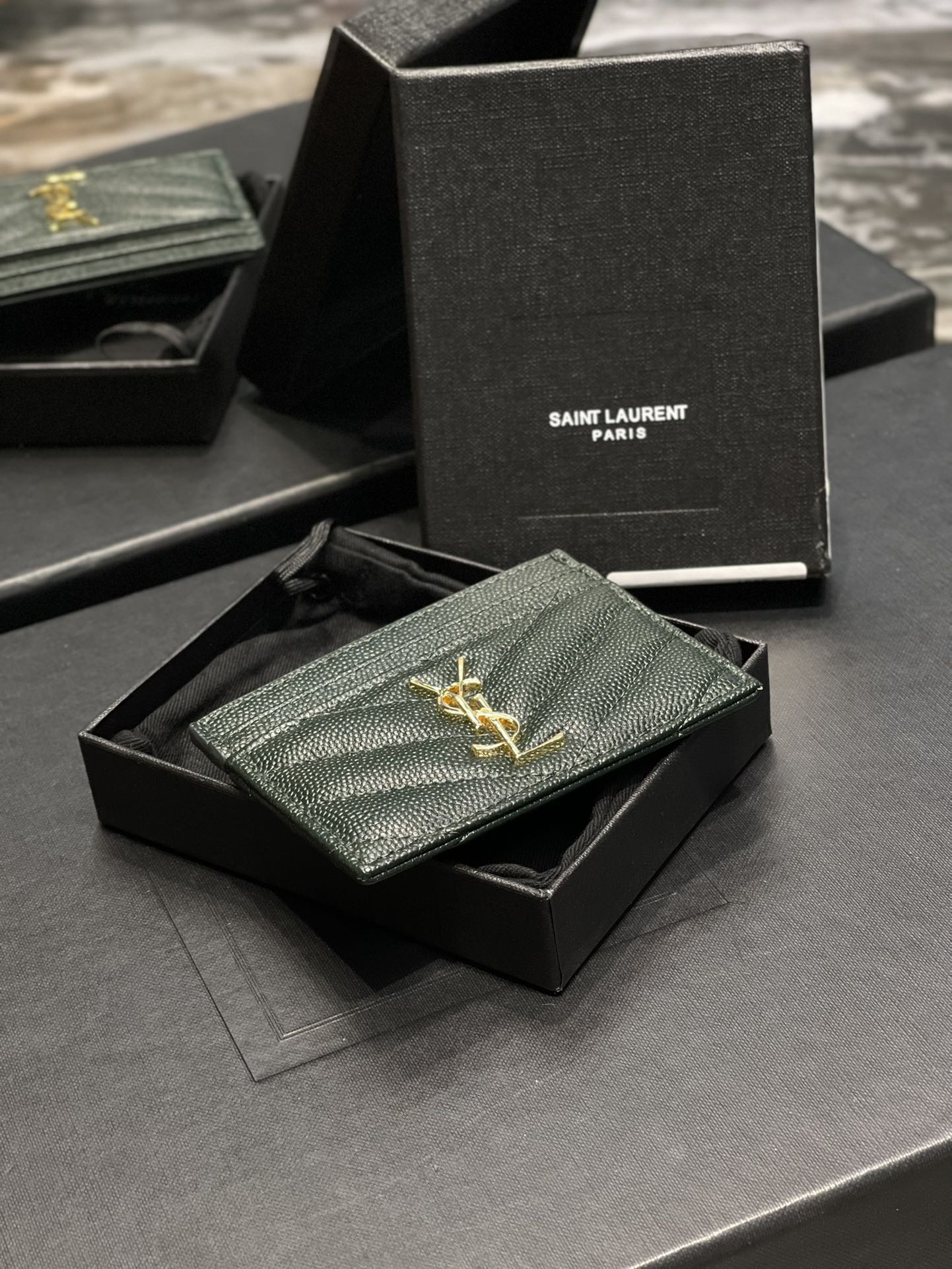 YSL卡包_綠色金扣