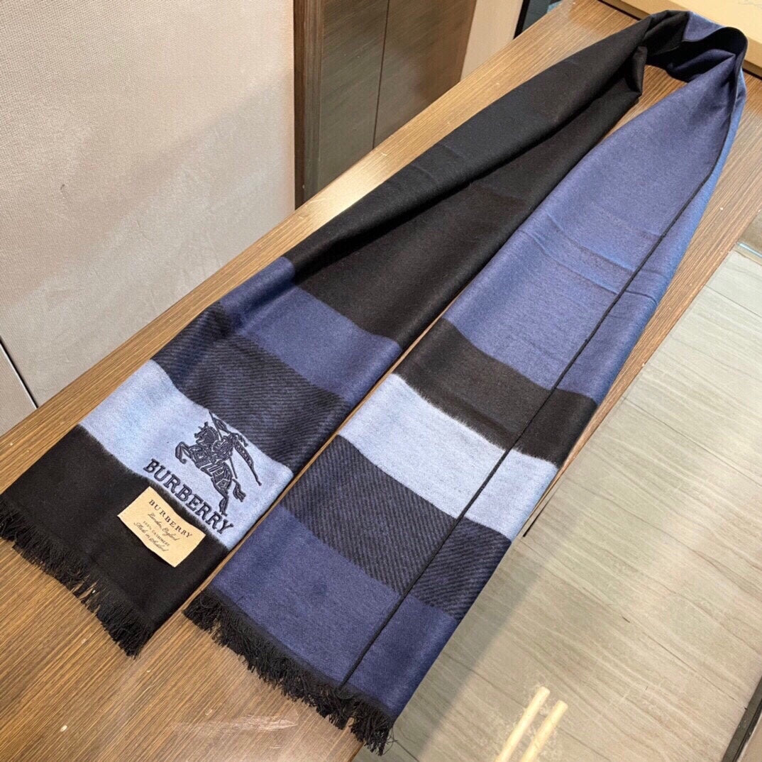 巴B家-經典條紋編織圍巾 32*180cm 100%羊絨