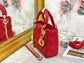 Dior-Mini Lady Dior手袋-三格黛妃-17cm -紅色金扣