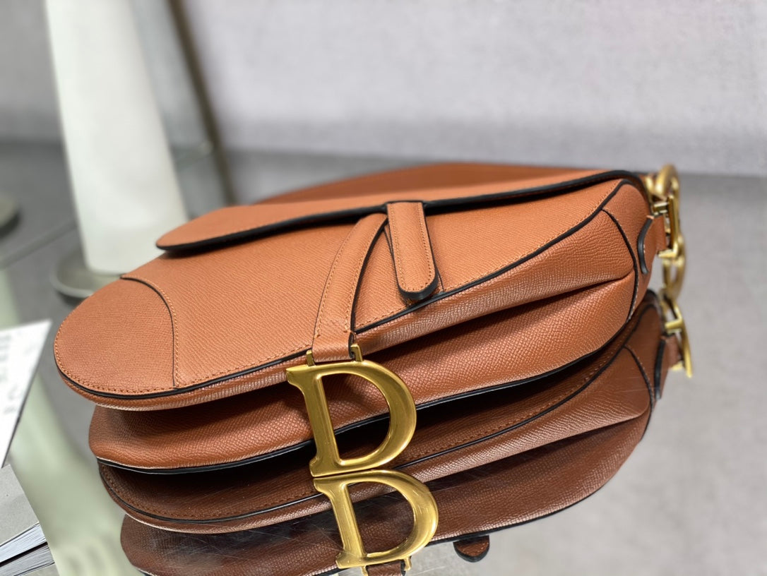 Dior Saddle 馬鞍包-手掌紋-大號焦糖棕色-25.5cm