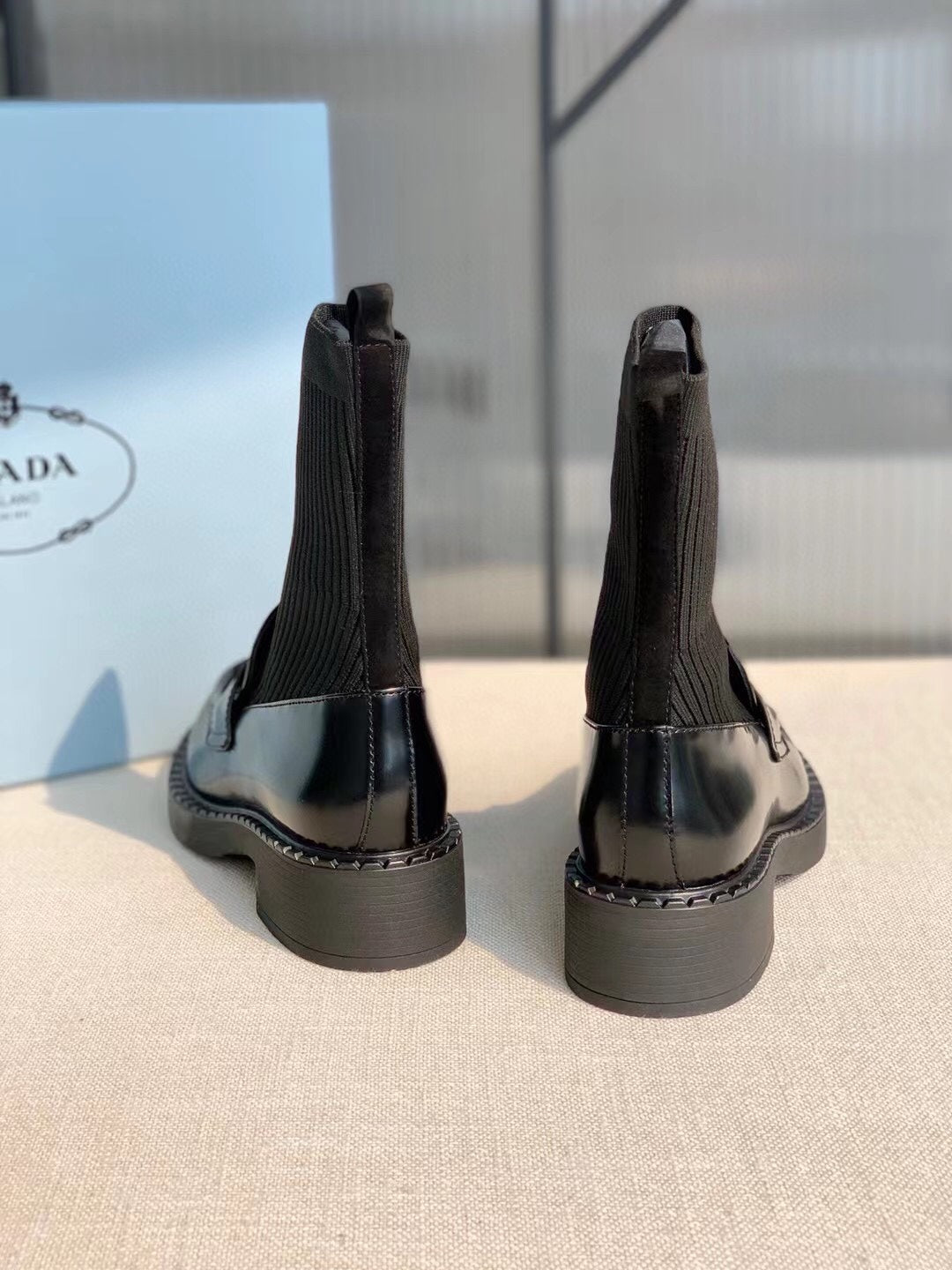 Prada鞋-Prada 經典襪靴 樂福鞋（黑）