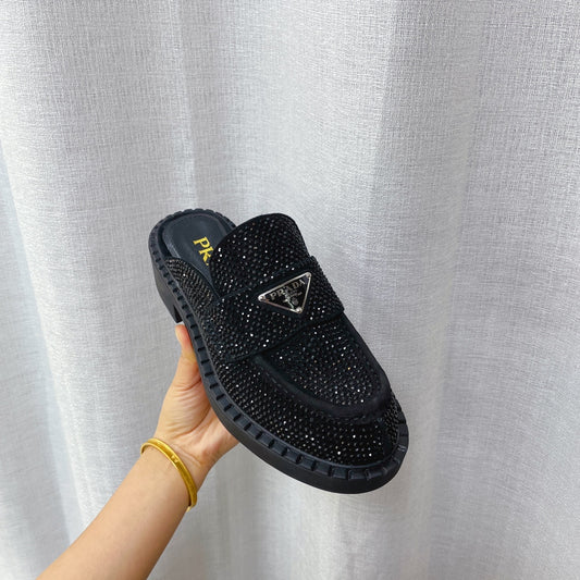 Prada 鞋-Prada 貼鑽 穆勒鞋(黑)