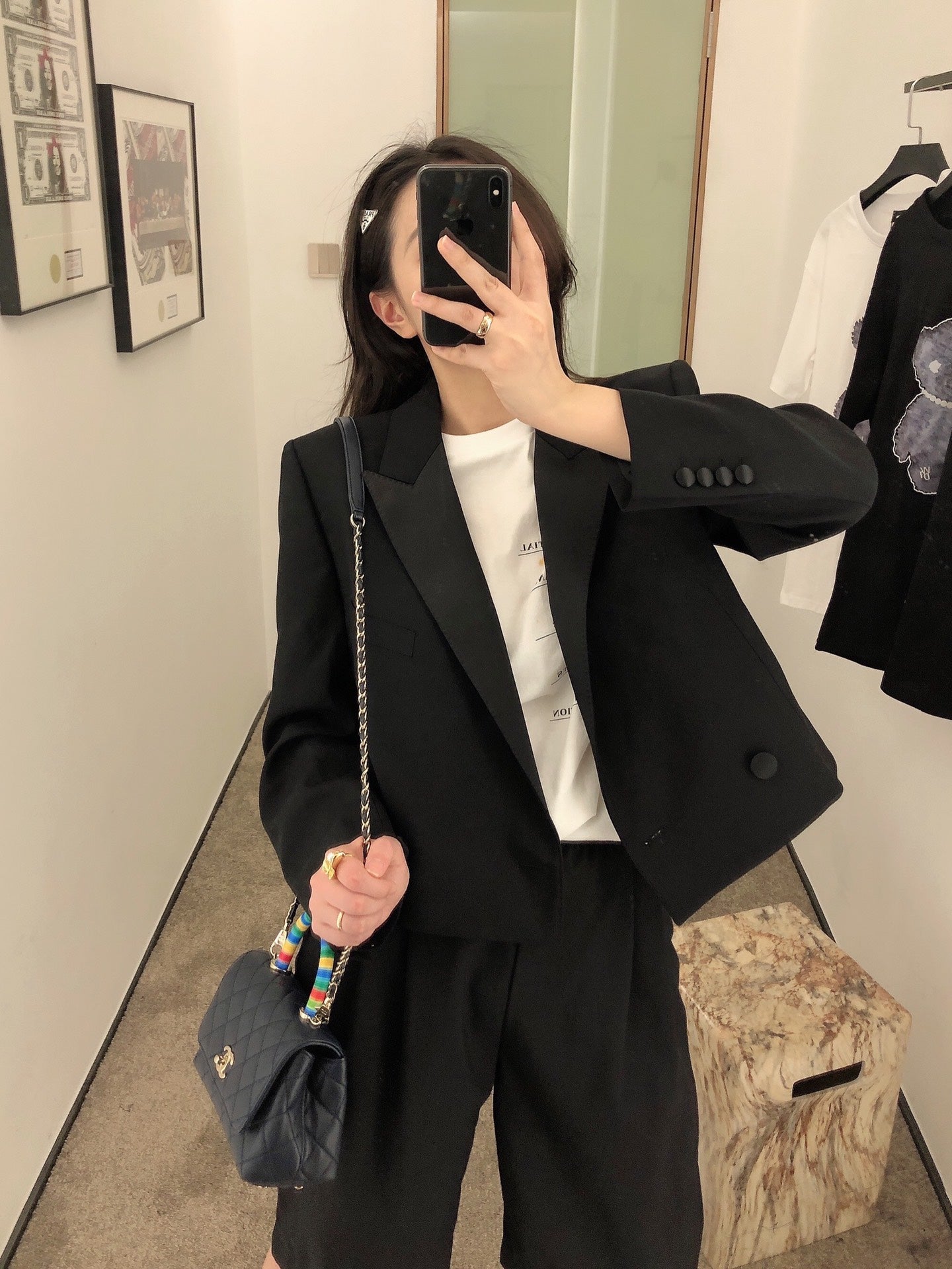 Chanel mini coco handle彩虹包-深藍色