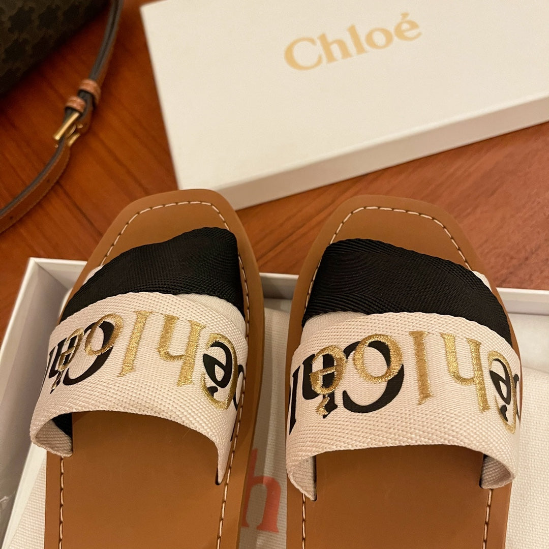 Chloe鞋-Chloe Woody Logo 撞色 拖鞋