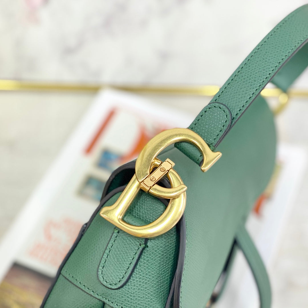 Dior Saddle 馬鞍包-手掌紋-大號墨綠色-25.5cm