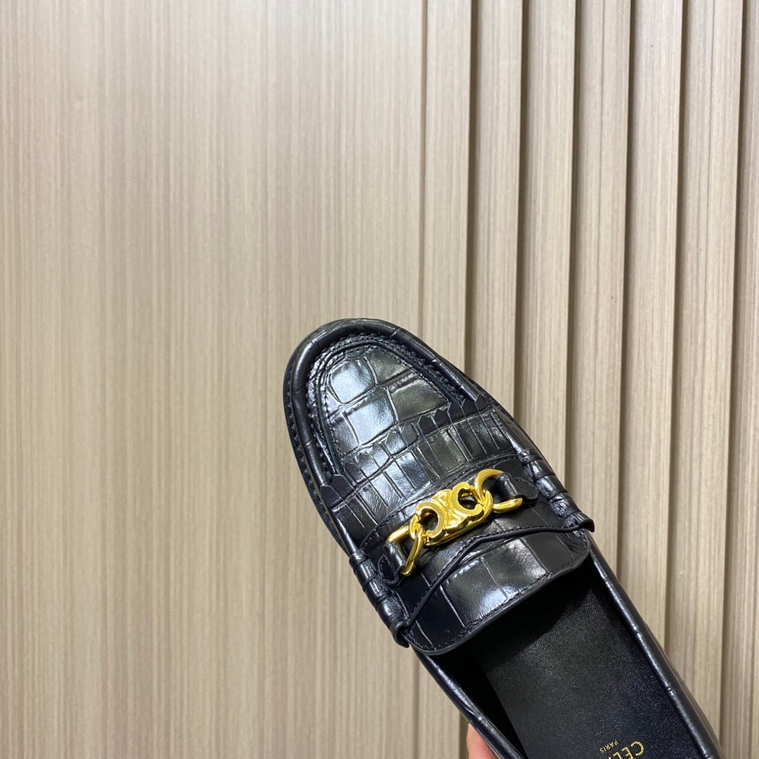 賽C家-鱷魚紋厚底福樂鞋