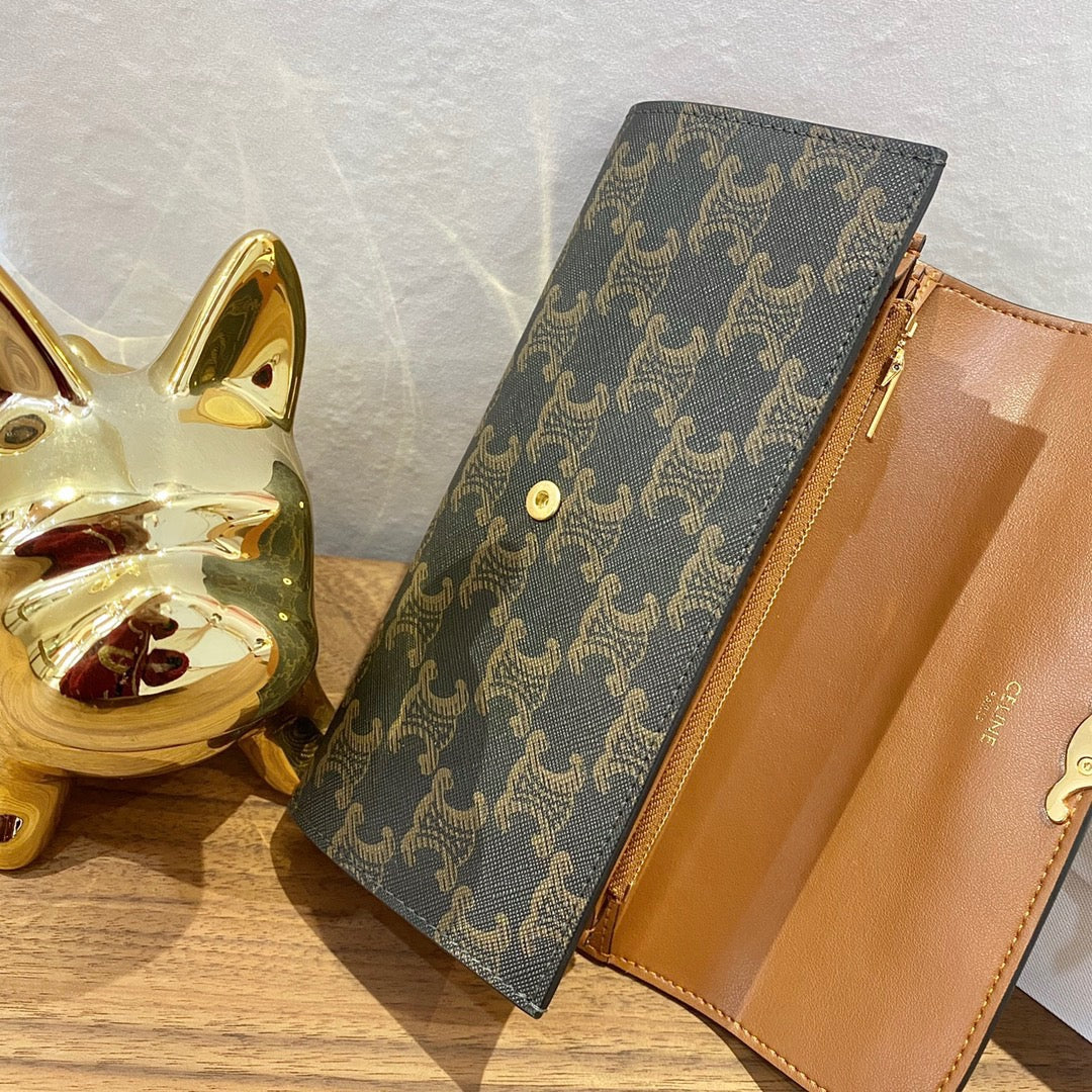 CELINE TRIOMPHE 大號老花翻蓋長夾