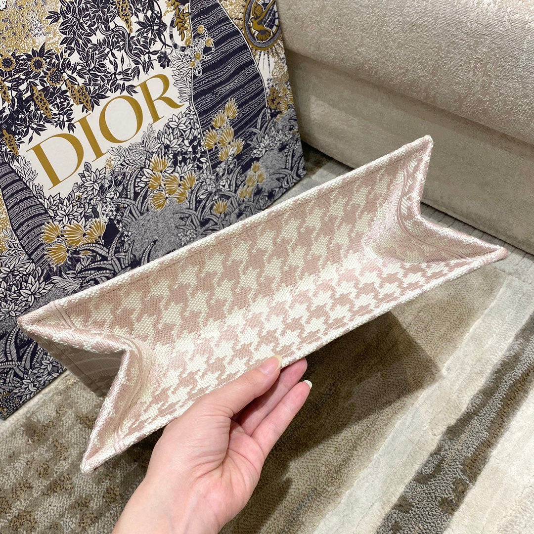 Dior Book Tote-小號36.5cm-粉色千鳥格