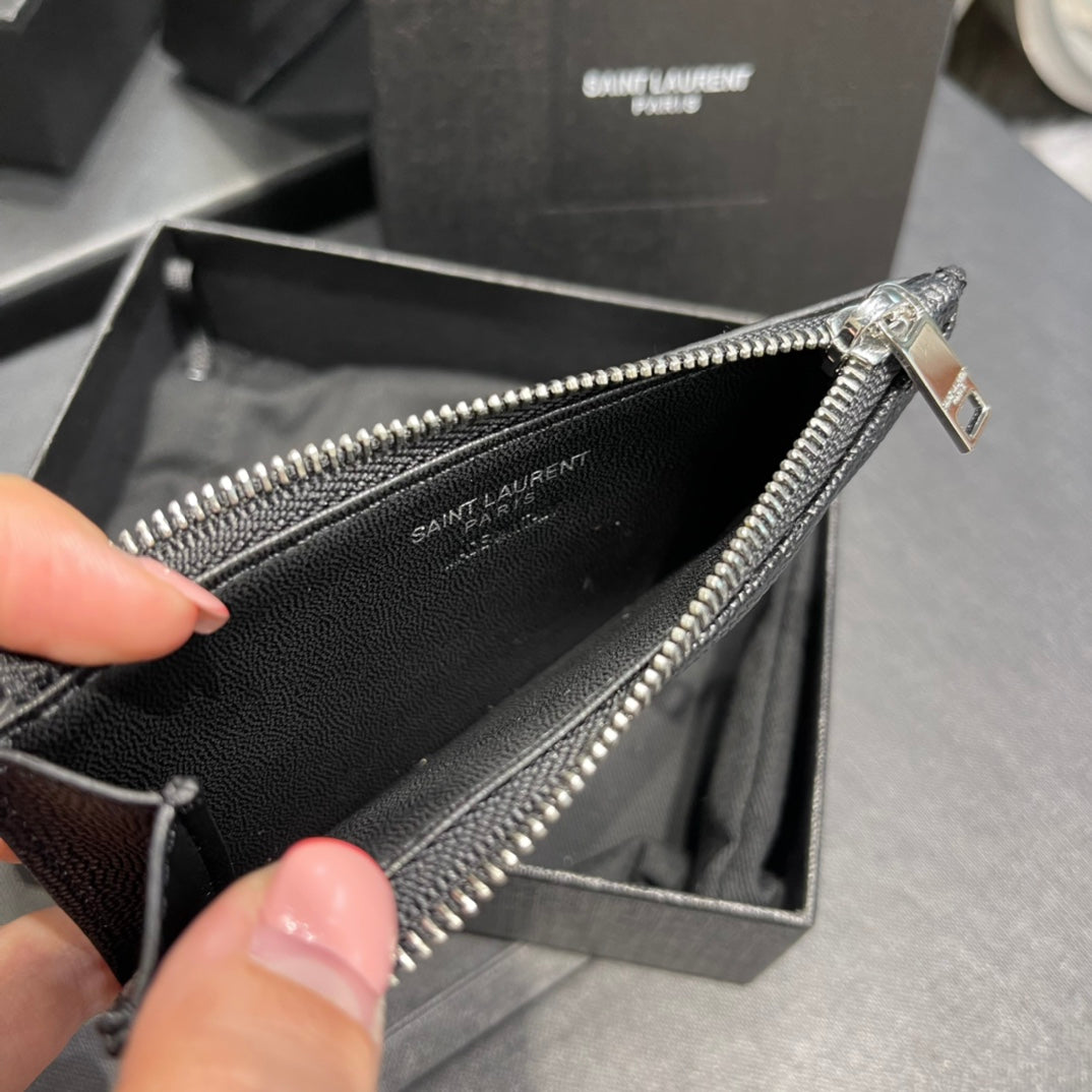 YSL 新品卡包_黑色銀扣