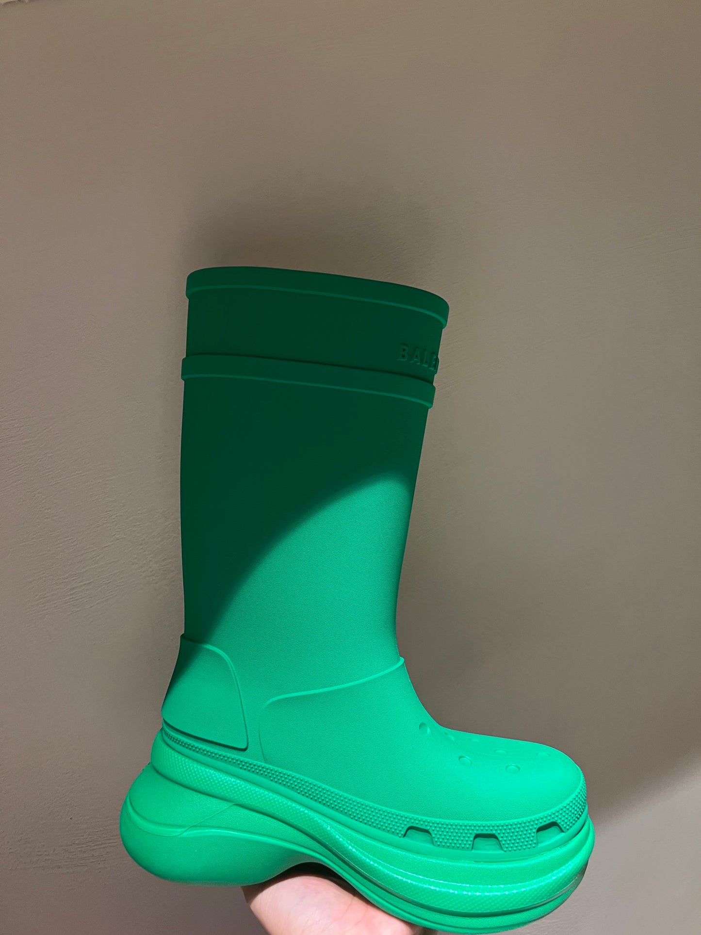 巴黎世-2022秋冬 x Crocs 防滑厚底雨靴 湖水綠
