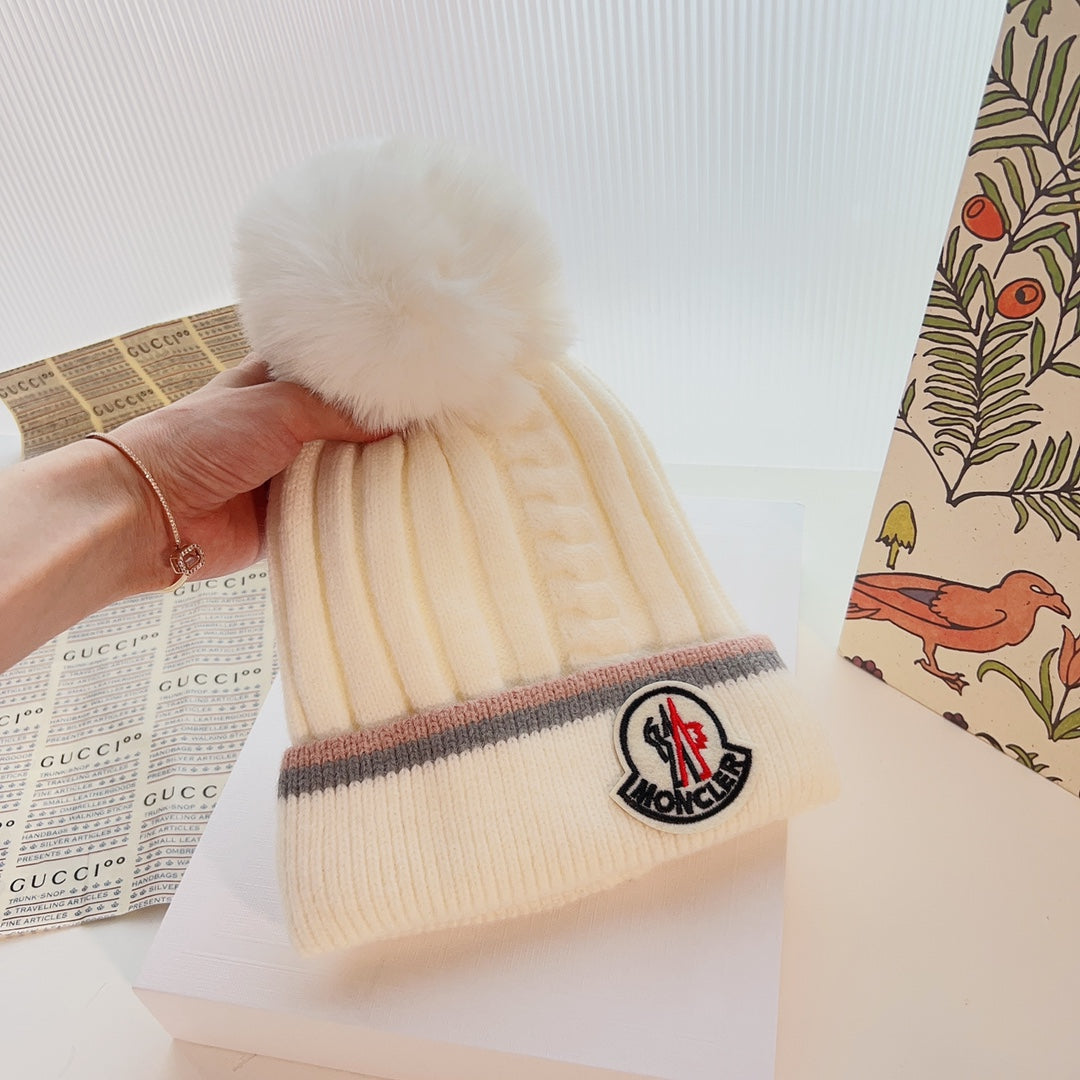 Moncler-針織毛帽 白色
