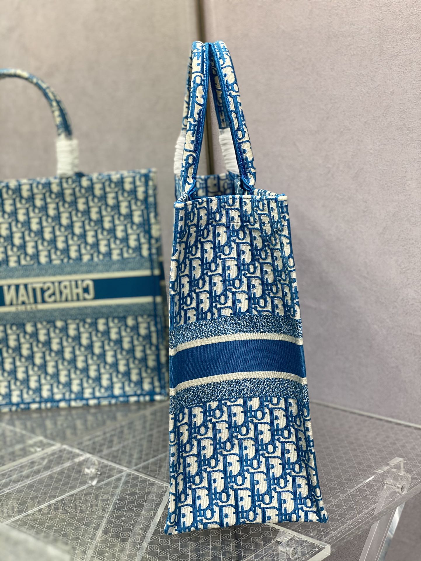 Dior Book Tote-大號41.5cm-淺藍老花