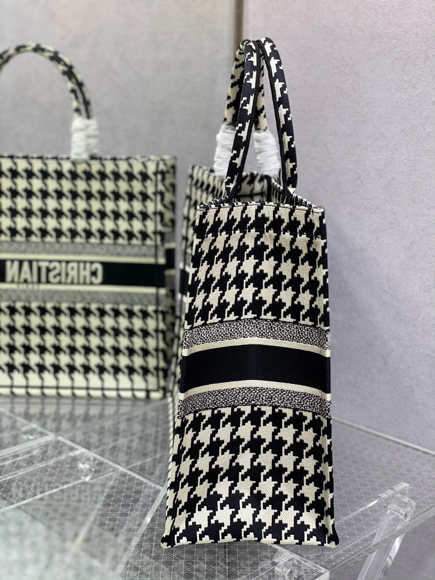 Dior Book Tote-大號41.5cm-黑色千鳥格