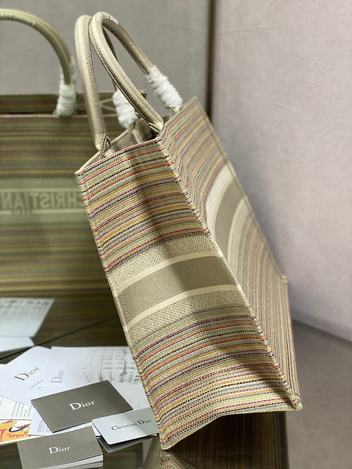 Dior Book Tote-大號41.5cm-金絲條紋