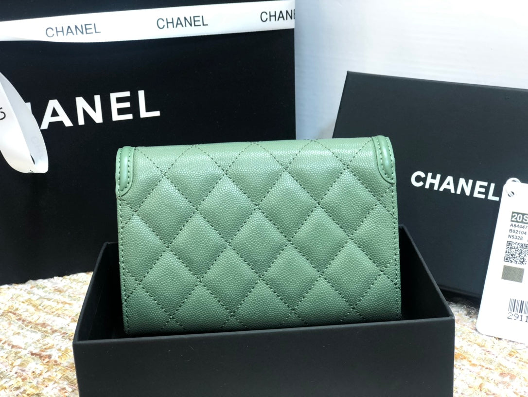 Chanel 復古CC荔枝牛皮-翻蓋中夾-復古五金
