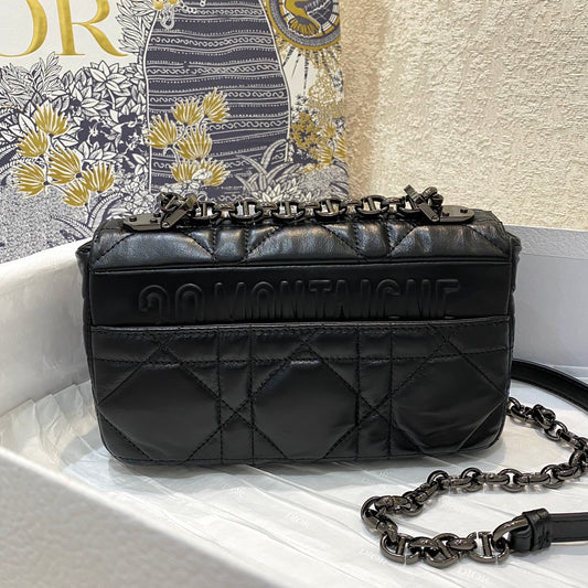 Dior-Caro 菱格紋 胖胖包 小號 黑色