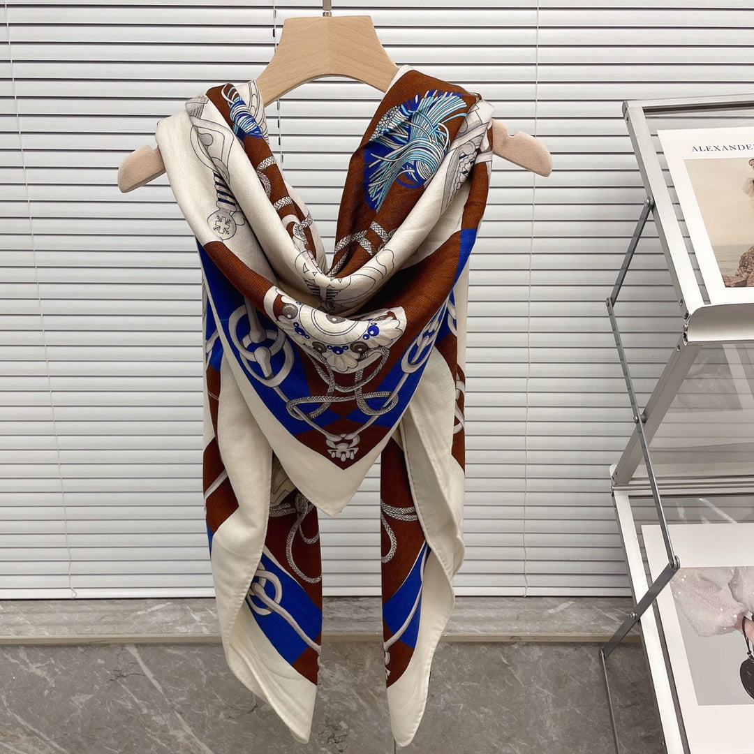 小愛款-雙面大絲巾 136cm-30%真絲70%羊毛