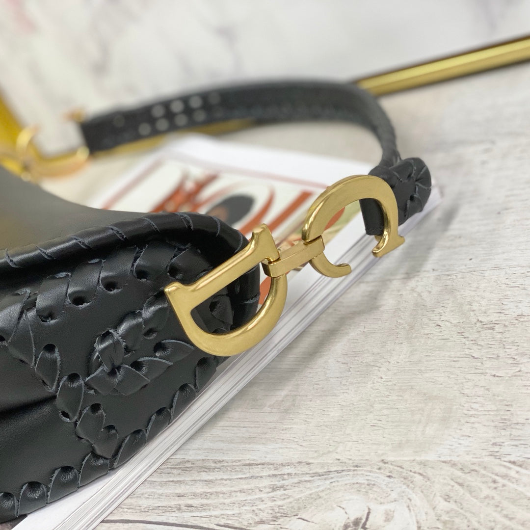 Dior Saddle 馬鞍包-編織-大號黑色-25.5cm