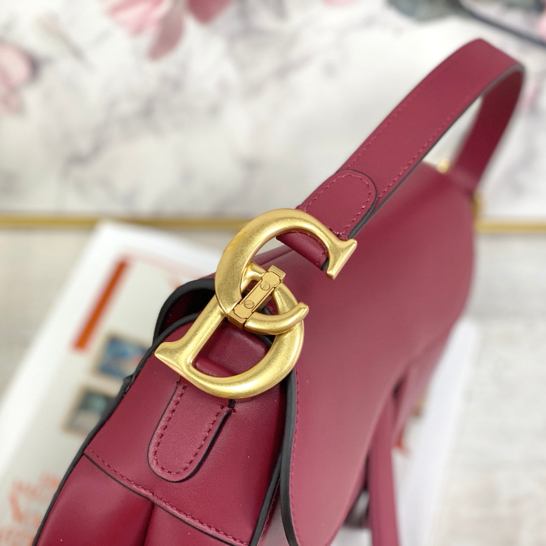 Dior Saddle 馬鞍包-平紋-大號棗紅色-25.5cm