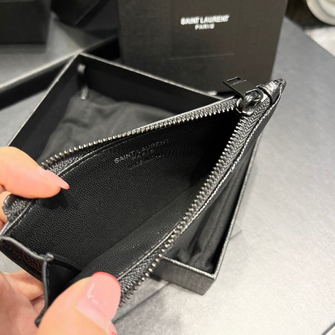 YSL 新品卡包_黑色黑扣