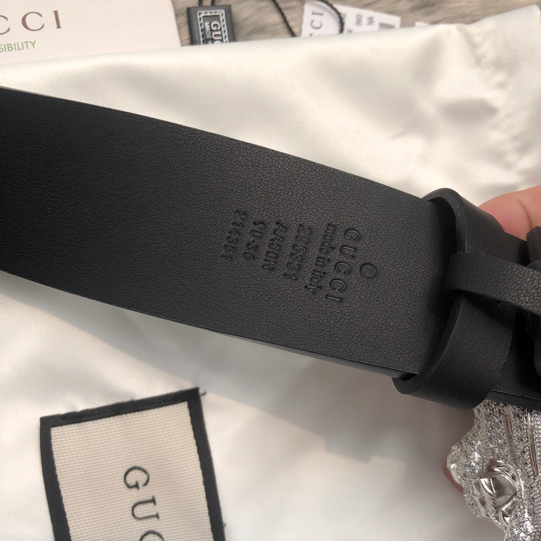 古G家-銀虎頭皮帶-4.0cm