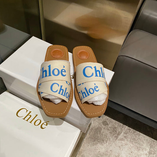 Chloe鞋-Chloe Woody Logo 拖鞋(藍)