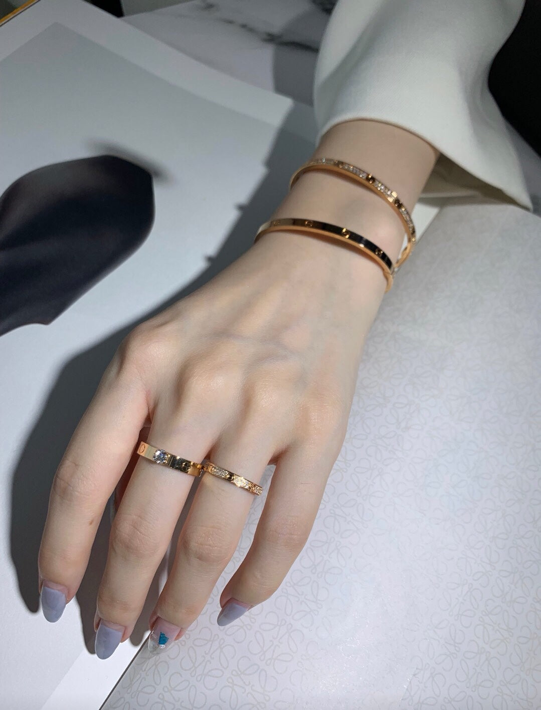 Cartier Love 單鑽(凸鑽)戒指-玫瑰金/白金