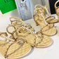 小香家-杏色珍珠鍊條涼鞋 跟鞋
