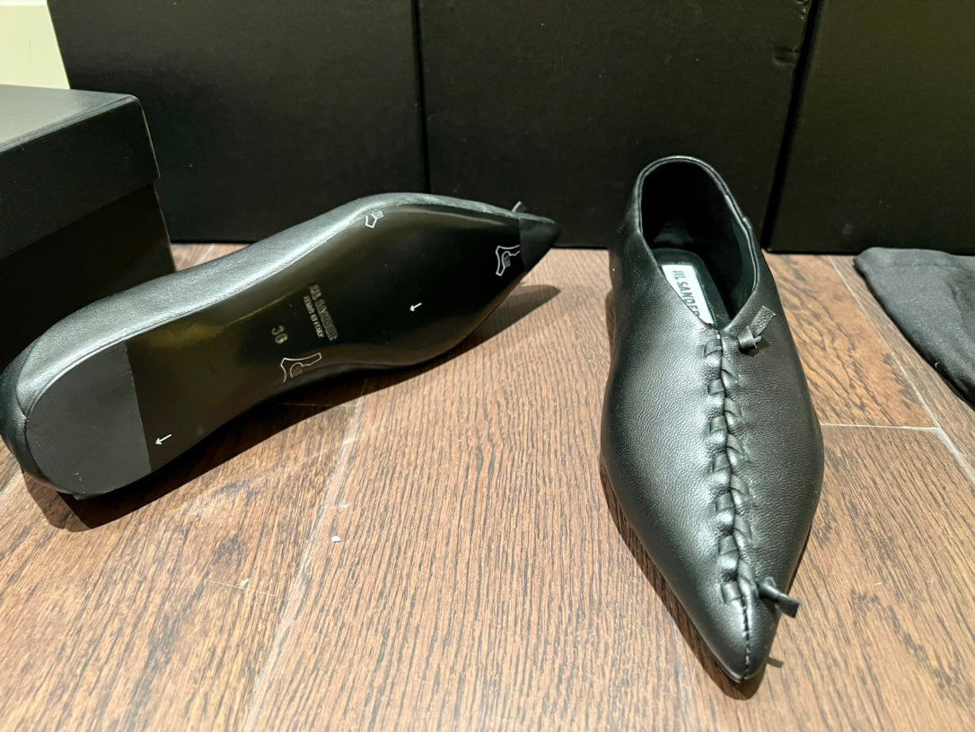 Jil sander-2022秋冬 尖頭拼接鞋面懶人鞋